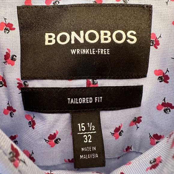 Bonobos Daily Grind Wrinkle Free Dress Shirt M 15.5 32 Sleeve Blue Flower Print - Picture 3 of 9